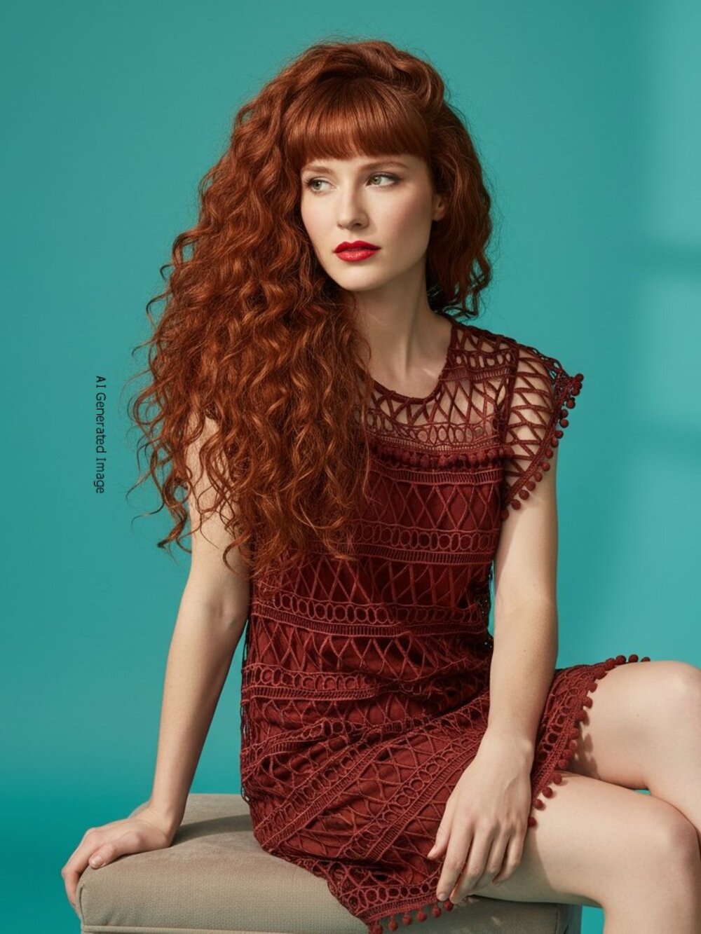Tularosa Clayton Red Lace Pom Pom Tunic Dress Size S